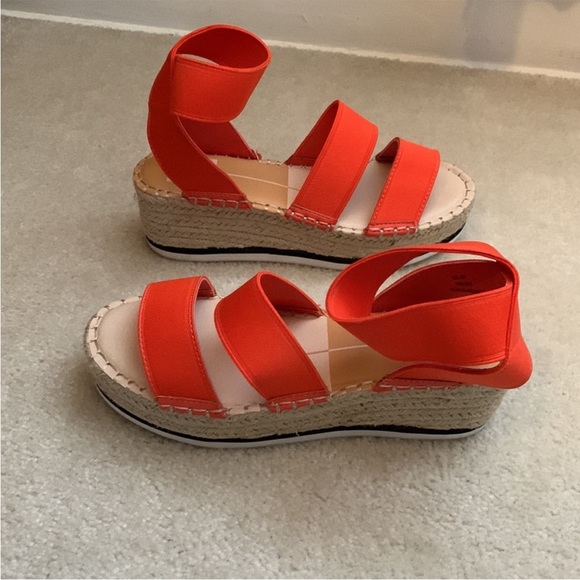 DOLCE VITA BRIGHT ORANGE PLATFORM ESPADRILLE ELASTIC STRAPS ANKLE STRAP 8.5M - Picture 3 of 10